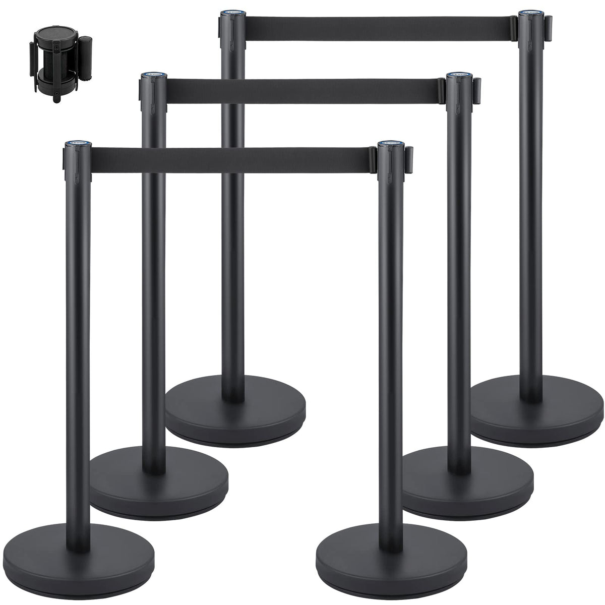 Six-Piece Retractable-Belt Queue Stanchion Set product photo