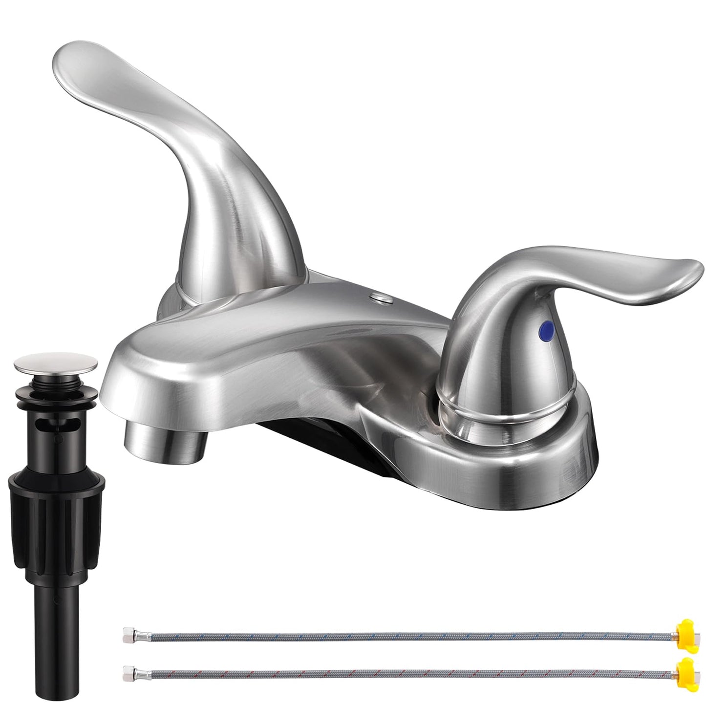 4-Inch Two-Handle Bathroom Faucet with Pop-Up Drain, Brushed Nickel product photo